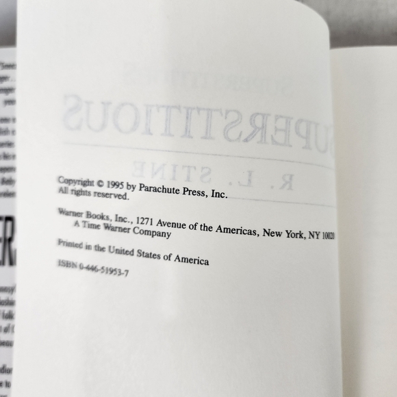 Vintage 1995 R.L. Stine  Hardcover Superstitious First Edition - Picture 6 of 9